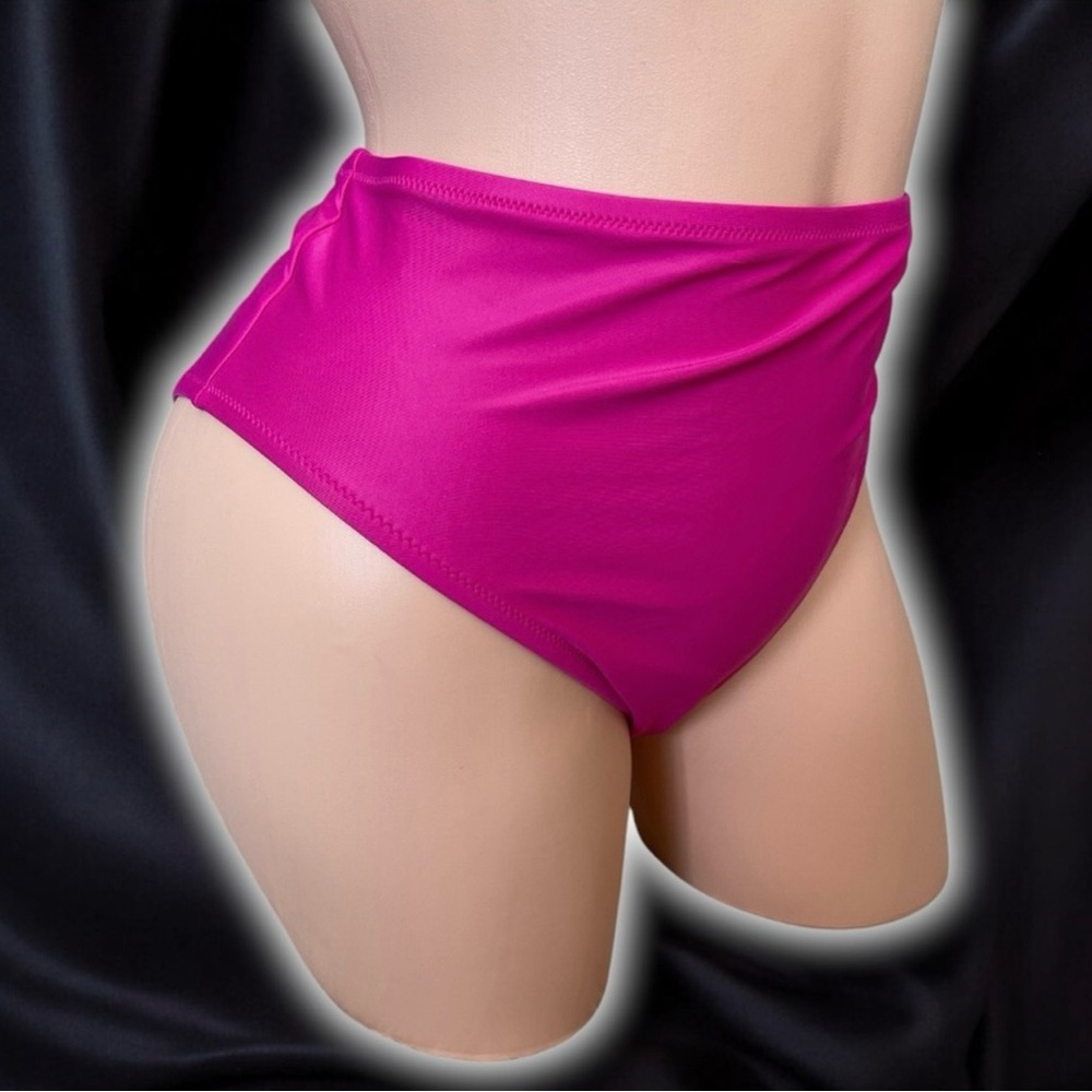 J. Crew Radiant Fuchsia Pink Retro Classic High Waisted Swimsuit Bikini Bottoms - Picture 2 of 5